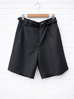 J Crew Pleated trouser shorts black linen blend shorts like new